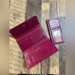 Monsac Burgundy Leather Wallet Set